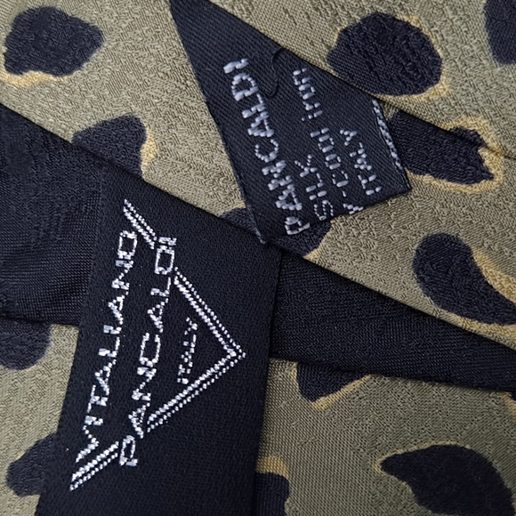 Vitaliano Pancaldi Half Animal Print Half Abstract Silk Tie App 58 3/4" Long - Picture 5 of 6